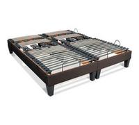 BELLECOUR Sommier Électrique 180x200 cm (2x90x200 cm) à Lattes et Plots avec tête, Buste & Pieds relevables et télécommande Filaire - Modèle Rochereau Fabriqué en Europe