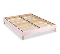LITERIE - Sommier à lattes en bois LUMIERE 90x200 cm - Coloris Rose - Livré en kit