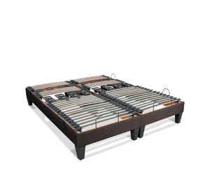 BELLECOUR Sommier Électrique 180x200 cm (2x90x200 cm) à Lattes et Plots avec tête, Buste & Pieds relevables et télécommande Filaire - Modèle Rochereau Fabriqué en Europe