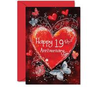 Belles cartes de 19e anniversaire de mariage en argent pour homme et femme - Cœur d'amour - Élégante carte d'anniversaire de mariage pour mari, épouse, petit ami, petite amie, A5 Magnifique carte de