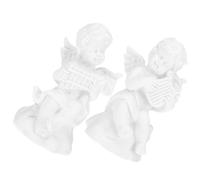 BELLIFFY 2 Pièces Petite Statue d'ange en Résine Blanche pour Décoration de Table et Accessoire Photo, Sculpture Chic et Créative pour Intérieur
