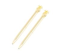 BELLIFFY 2 Pièces Stylo Signature Ananas en Métal Doré, Élégant pour Bureau | Encre Séchage Rapide, Recharge Remplaçable, Finition Électroplaquée Brillante, pour Documents, Cahiers