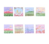 BELLIFFY 8 Pièces Notes Adhésives Mémo, Autocollant Mémo, Papier, Style Paysage Peinture à L’huile, Écriture Fluide, Faciles à Ranger, pour Événements et Horaires de Plusieurs styles