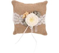 BELLIFFY Coussin avec Dentelle Fleurie Vintage en Lin Mariage Alliance Coussin Porte-alliances Rustique Accessoire Mariage Polyvalent et Respirant pour Cérémonie de Fiançailles
