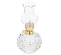 BELLIFFY Lampe à Pétrole de Table en Verre Vintage, Mèche 3-4 MM | Métal et Verre, Format Compact Portable, Camping et Randonnée, Éclairage Vif, Style Rétro