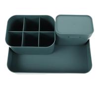 BELLIFFY Organiseur pour Outils de Manucure 3 Pièces en Couleur Pastel Verte Plateau de Rangement Spacieux et Porte-Stylos Compartimenté Trousse Multifonction pour Bureau Coiffeuse et