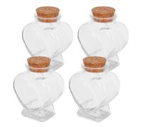 BELLIFFY Porte-Parfum en Verre de Cœur 4 Pièces, Bouteille Ciel Étoilé Créative, Bouchon en Bois, Résistant Casse, pour Décoration et DIY, Bouteilles à Souhaits Vides
