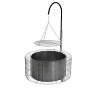 bellissa Espace pour Barbecue et feu en Gabion - 95580 - Emplacement pour feu avec Grille, Potence de Barbecue et chaînes Inclus- diamètre 92/72 cm, Hauteur 40 cm