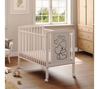 Bello24 Lit bébé avec Matelas 60x120 cm Luca-Mia - Lit à barreaux en Bois, Motif cœur