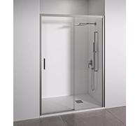 BELLOBATH - Paroi de douche 2 panneaux dont 1 coulissant en niche - Largeur réglable 135-140 cm - Hauteur 195 cm - Verre securit trempé anticalcaire 6 mm des deux côtés - Profilés argent brillant