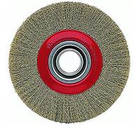 Bellota 50810-10016 - Brosse Circulaire en Fil de Fer pour Décaper - Brosse Rotative en Fil de Fer Laitonné Ondulé et Adaptateurs Multi-axes
