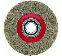 Bellota 50810-15018 - Brosse Circulaire en Fil de Fer pour Décaper - Brosse Rotative en Fil de Fer Laitonné Ondulé et Adaptateurs Multi-axes