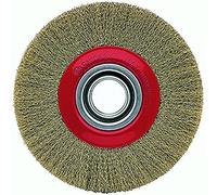 Bellota 50810-20020 - Brosse Circulaire en Fil de Fer pour Décaper - Brosse Rotative en Fil de Fer Laitonné Ondulé et Adaptateurs Multi-axes