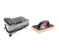Bellota 58003 - Bac de Nettoyage Professionnel pour travaux de carrelage - Seau avec Roues & COMENSAL® Taloche Éponge Hydro - Éponge Carreleur - Haute Absorption - pour Nettoyage de Joints