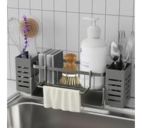 Bellovero Porte Eponge Evier Cuisine, Drainage Automatique, Acier INOX,Gris | Organisateur Évier Cuisine, Porte-Torchon, Support Eponge Evier, Porte Savon,Rangement Evier,Pour la Cuisine et Salle de Bain