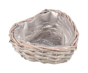 Bellushortus.eu Cache-Pot en Osier avec Film Plastique en Forme de cœur, Pot de Fleurs, Panier tressé (17x19x8 cm)