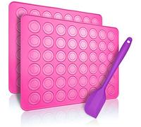 Belmalia 2x Tapis de Cuisson pour Macarons en Silicone pour Macarons sans défaut | Moule en Silicone Antiadhésif + Spatule | Rose Fuchsia
