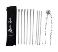Belnotelt Trépied de camping réglable à 3 pieds, 80 cm en alliage d'aluminium, support de feu pour cocotte, casserole suspendue et lanternes, portable avec sac de transport, argenté