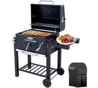BELONID Barbecue Charbon de Bois, Surface de Cuisson 56×42,5 cm, Bac à Charbon Réglable en Hauteur Noir G