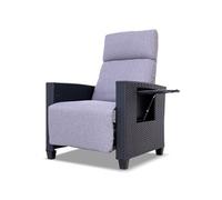 BELONID Fauteuil de Jardin avec Dossier Réglable, Transat en Simili-Rotin avec Table Pliante