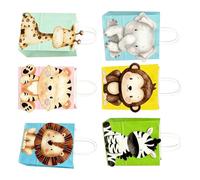 BELOWSYALER Lot de 6 sacs cadeaux colorés à imprimé animal de la jungle, parfaits pour les fêtes d'anniversaire d'enfants et les fêtes à thème