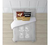 BELUM | Housse de couette avec boutons 100% coton modèle Hogwarts Shields Lit de 80 cm (140 x 200 cm) ; housse de couette légère et confortable ; housse de couette sous licence officielle