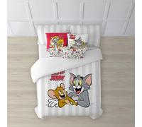 BELUM - Housse de couette Tom & Jerry - Housse de couette Modèle Tom & Jerry Basic - Housse de couette avec boutons - Housse de couette 100% coton - Lit de 180 (260 x 240 cm)
