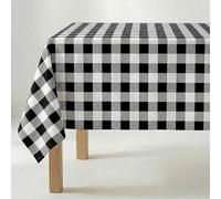 BELUM Nappe en Résine Anti-Taches à Carreaux 0120-101, Vichy Taille 250 x 140 cm, Sans Toile Cirée, Noire, 100% Coton Biologique