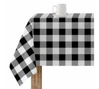 BELUM Nappe en Résine Anti-Taches à Carreaux Vichy 140 x 140 cm - Non Toile Cirée, Noir, Tissu 100% Coton Biologique