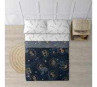 BELUM - Parure de lit avec taie d'oreiller et Drap-Housse Imprimé 100% Coton modèle HPotter Gold pour lit de 150/160 | Parure de lit légère, Douce et Confortable | Harry Potter Licence Officielle