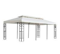 vidaXL Pavillon Belvédère 6x3 m Acier – double toit blanc, coins renforcés