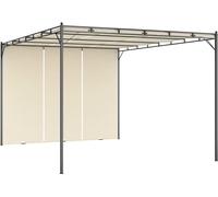 Belvédère de jardin avec rideau latéral 4x3x2,25 m Crème