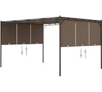 Belvédère de jardin avec rideau latéral 4x3x2,25 m Taupe