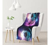 BElVEHOG Ballon de Football imprimé en feu, Couverture Douce et Chaude en Flanelle Anti-Boulochage pour canapé ou lit, 76 x 102 cm