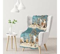 BElVEHOG Étoile de mer sur Un Filet de pêche, Couverture Douce et Chaude en Flanelle Anti-Boulochage pour canapé ou lit, 76 x 102 cm