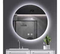 Belvit Miroir LED rond avec commande tactile et fonction chauffante, miroir de salle de bain avec éclairage et confort anti-buée, Ø 120 cm, IP54, technologie LED économe en énergie, surface miroir