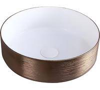 BELVIT MURANO : Lavabo sur colonne, en céramique blanche brillante, avec finition en cuivre brossé, de 36 cm de diamètre, de forme ronde et texturée