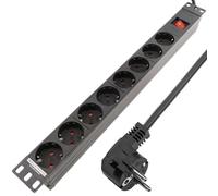 BeMatik - Bandeau de Prises PDU 19 Pouces 8 Prises Schuko 1U avec Interrupteur