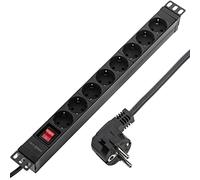 BeMatik - Bandeau de Prises PDU 19 Pouces 8 Prises Schuko 1U PVC avec Interrupteur