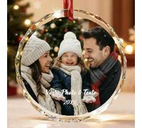 Bemaystar Boule de Noel Personnalisée avec Photo - Cristal pour Boule de Noël Personnalisable, Boule a Neige Photo pour Famille Mère, Père, Enfants comme Cadeau de Noël Personnalisé