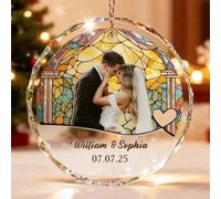 Bemaystar Boule de Noël Personnalisée- Notre Premier Noël, Décoration de Noël Originale, Cadeau Personnalisé pour Famille, Couple, Femme, Mari