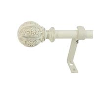 Beme International Decopolitan Montevilla Tringle à Rideaux à Embouts Ronds Motif Feuilles, Ivoire Vieilli, 122-218 cm