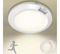 Bemexred Veilleuses LED à Piles Lumière à Détection de Mouvement, Sans Fil Lampe de Plafonnier intérieur pour Placard Couloir Armoire Sous-sol d'escalier - 3000k, Set de 2
