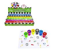 BEMIRO Lot de 60 tampons pour enfants, motif ballon de football, 60 pièces dans l'affichage, kit de tampons, tampons pour enfants, fournitures de bricolage, cadeaux