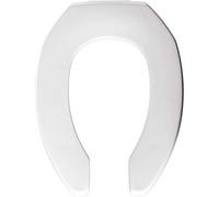 Bemis 2155SSCT 000 Siège de toilette ouvert sur le devant sans couvercle qui claquera et ne réduit jamais les rappels, blanc, charnières autoportantes allongées