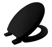 BEMIS Chicago Ultra-Fix Siège de toilette en bois avec peinture à l'eau pour un nettoyage facile Siège de toilette antidérapant avec charnières en plastique réglables Installation facile Noir
