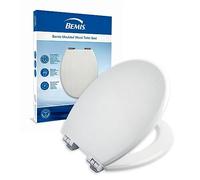 BEMIS Cottage Ultra-Fix Abattant WC en bois avec peinture à l'eau pour un nettoyage facile Fermeture douce Charnières chromées Fixation universelle Installation rapide Blanc