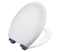 BEMIS New York Ultra-Fix Softclose Abattant WC avec peinture à base d'eau pour un nettoyage facile, Abattant WC blanc avec charnières noires Installation universelle et facile Blanc