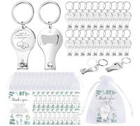 Bemonew Lot de 50 cadeaux de fête de mariage pour invités en forme de cœur avec décapsuleur et coupe-ongles, cartes de remerciement et sacs en organza