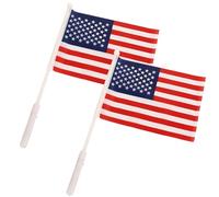 Bemonew Petits Drapeaux américains, 2 Mini Drapeaux américains Lumineux à LED, Drapeau Patriotique portatif avec poteaux Lumineux pour Les événements de fête